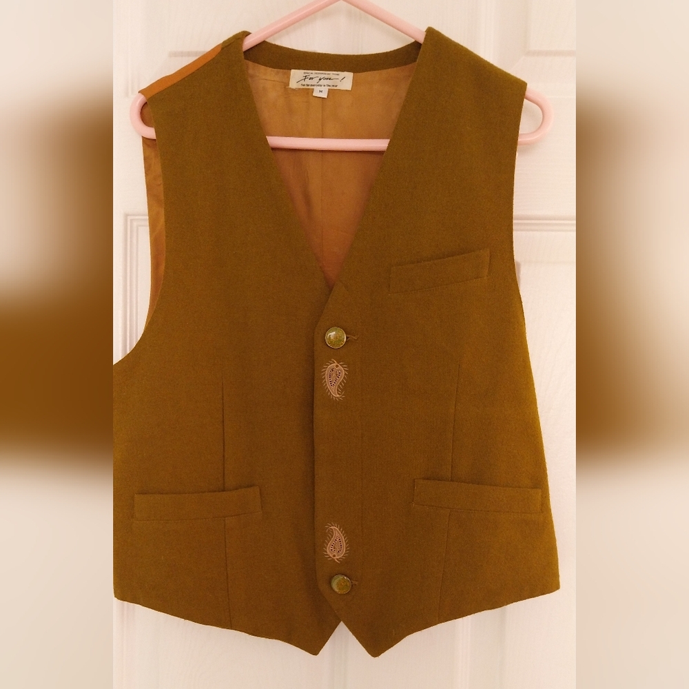 Vintage brown Wool blended Vest with Button Details